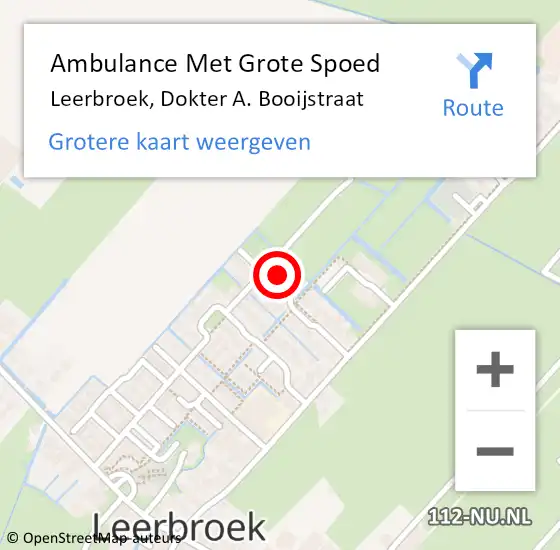 Locatie op kaart van de 112 melding: Ambulance Met Grote Spoed Naar Leerbroek, Dokter A. Booijstraat op 27 juni 2017 01:49