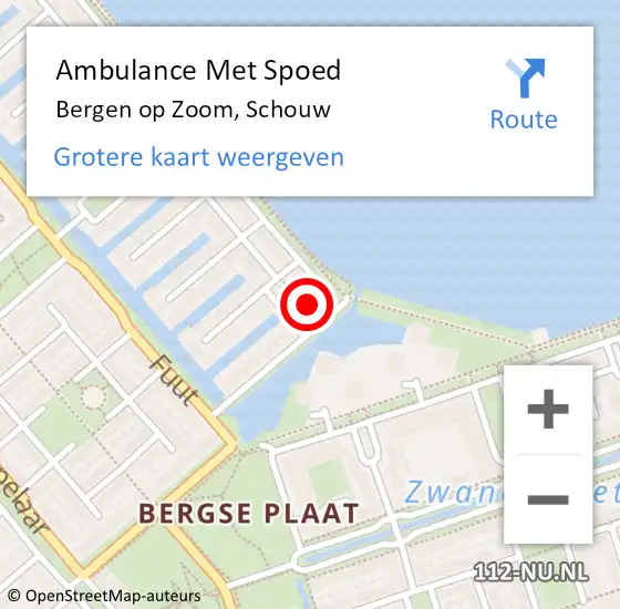 Locatie op kaart van de 112 melding: Ambulance Met Spoed Naar Bergen op Zoom, Schouw op 25 januari 2014 05:00
