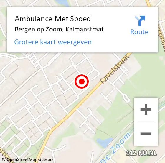 Locatie op kaart van de 112 melding: Ambulance Met Spoed Naar Bergen op Zoom, Kalmanstraat op 27 juni 2017 05:12