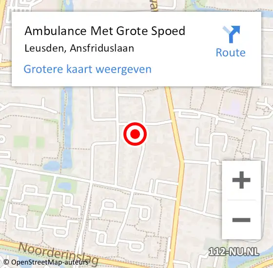 Locatie op kaart van de 112 melding: Ambulance Met Grote Spoed Naar Leusden, Ansfriduslaan op 27 juni 2017 05:30