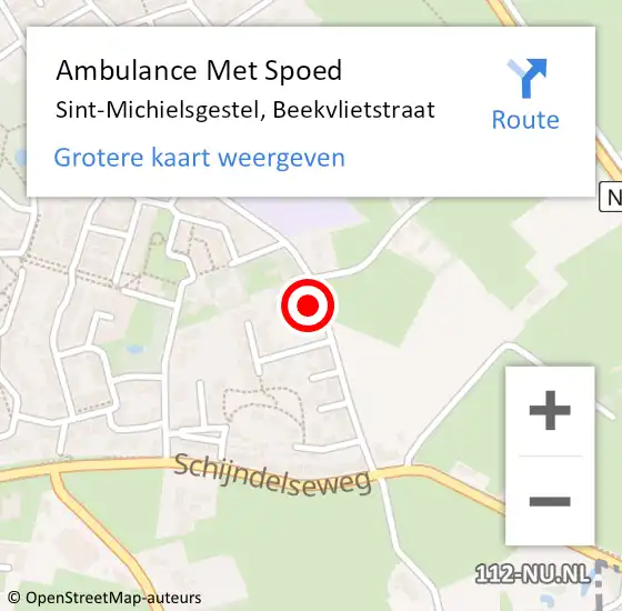 Locatie op kaart van de 112 melding: Ambulance Met Spoed Naar Sint-Michielsgestel, Beekvlietstraat op 27 juni 2017 07:09