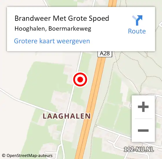 Locatie op kaart van de 112 melding: Brandweer Met Grote Spoed Naar Hooghalen, Boermarkeweg op 27 juni 2017 08:37