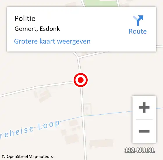 Locatie op kaart van de 112 melding: Politie Gemert, Esdonk op 27 juni 2017 09:20