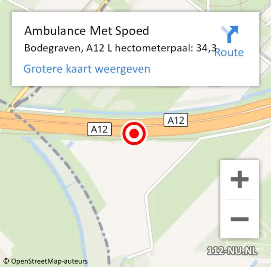 Locatie op kaart van de 112 melding: Ambulance Met Spoed Naar Utrecht, A12 R hectometerpaal: 60,2 op 27 juni 2017 09:23