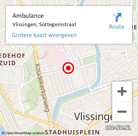 Locatie op kaart van de 112 melding: Ambulance Vlissingen, Sottegemstraat op 27 juni 2017 09:39