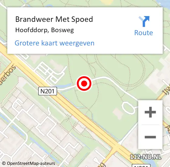 Locatie op kaart van de 112 melding: Brandweer Met Spoed Naar Hoofddorp, Bosweg op 27 juni 2017 09:43