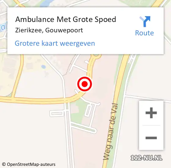 Locatie op kaart van de 112 melding: Ambulance Met Grote Spoed Naar Zierikzee, Gouwepoort op 27 juni 2017 10:11