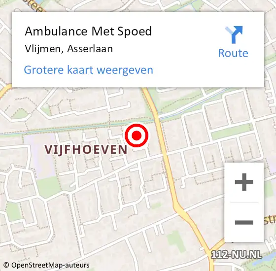 Locatie op kaart van de 112 melding: Ambulance Met Spoed Naar Vlijmen, Asserlaan op 27 juni 2017 10:50