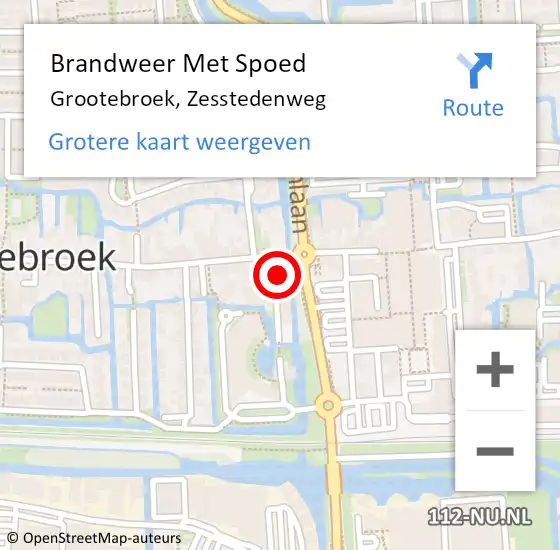 Locatie op kaart van de 112 melding: Brandweer Met Spoed Naar Grootebroek, Zesstedenweg op 27 juni 2017 10:57