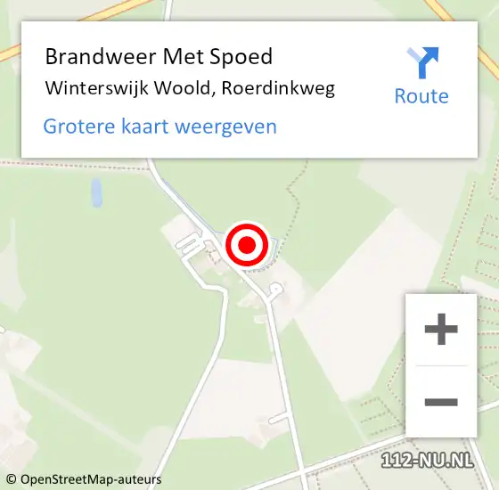 Locatie op kaart van de 112 melding: Brandweer Met Spoed Naar Winterswijk Woold, Roerdinkweg op 27 juni 2017 11:04