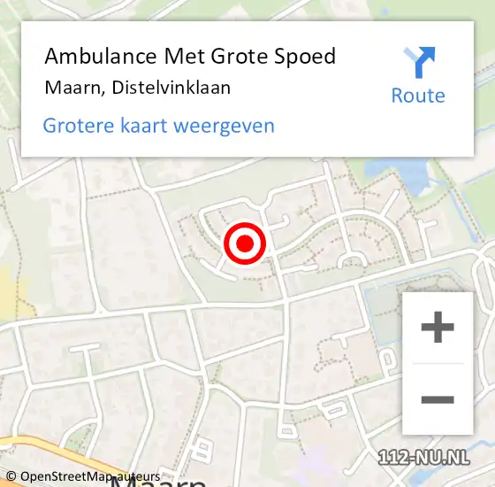 Locatie op kaart van de 112 melding: Ambulance Met Grote Spoed Naar Maarn, Distelvinklaan op 27 juni 2017 11:04