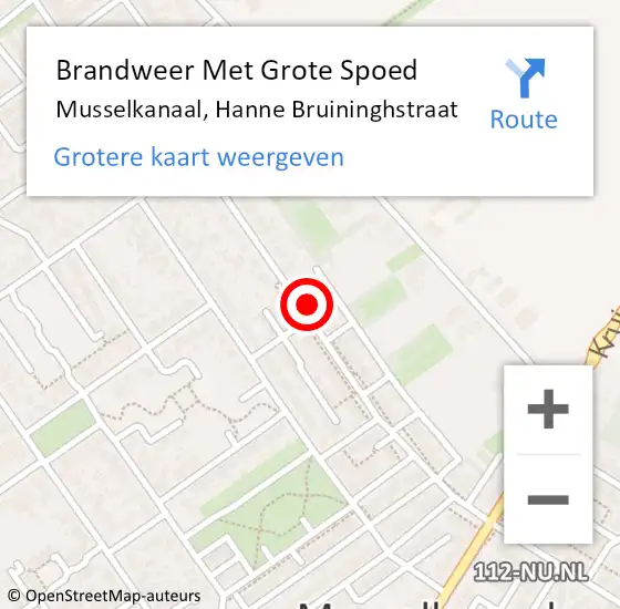 Locatie op kaart van de 112 melding: Brandweer Met Grote Spoed Naar Musselkanaal, Hanne Bruininghstraat op 25 januari 2014 06:48