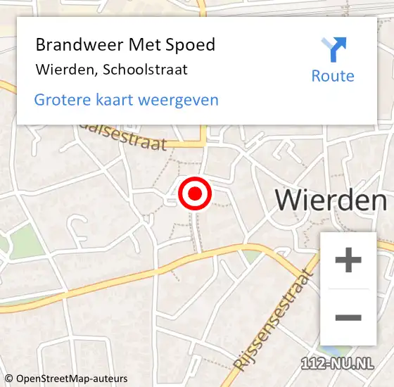 Locatie op kaart van de 112 melding: Brandweer Met Spoed Naar Wierden, Schoolstraat op 27 juni 2017 11:13