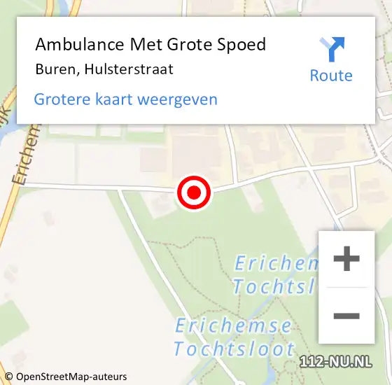 Locatie op kaart van de 112 melding: Ambulance Met Grote Spoed Naar Buren, Hulsterstraat op 27 juni 2017 11:31