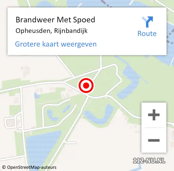 Locatie op kaart van de 112 melding: Brandweer Met Spoed Naar Opheusden, Rijnbandijk op 27 juni 2017 11:37