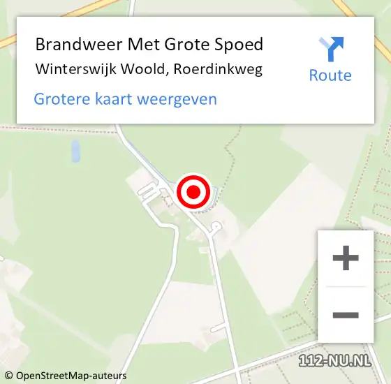 Locatie op kaart van de 112 melding: Brandweer Met Grote Spoed Naar Winterswijk Woold, Roerdinkweg op 27 juni 2017 11:58