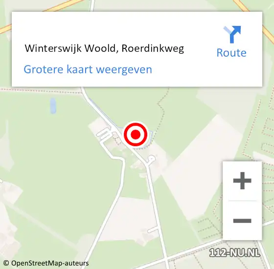 Locatie op kaart van de 112 melding:  Winterswijk Woold, Roerdinkweg op 27 juni 2017 12:10