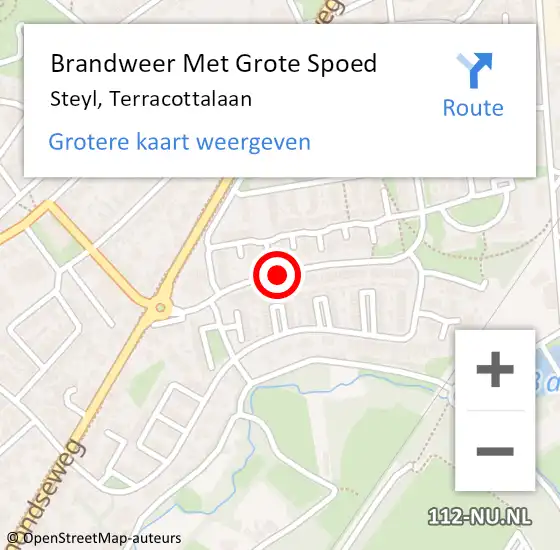 Locatie op kaart van de 112 melding: Brandweer Met Grote Spoed Naar Steyl, Terracottalaan op 27 juni 2017 12:26