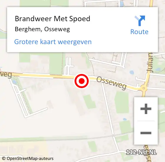 Locatie op kaart van de 112 melding: Brandweer Met Spoed Naar Berghem, Osseweg op 27 juni 2017 12:46