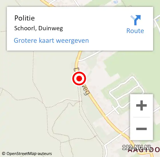 Locatie op kaart van de 112 melding: Politie Schoorl, Duinweg op 27 juni 2017 12:56