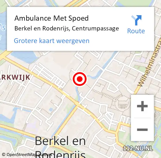 Locatie op kaart van de 112 melding: Ambulance Met Spoed Naar Berkel en Rodenrijs, Centrumpassage op 27 juni 2017 13:01
