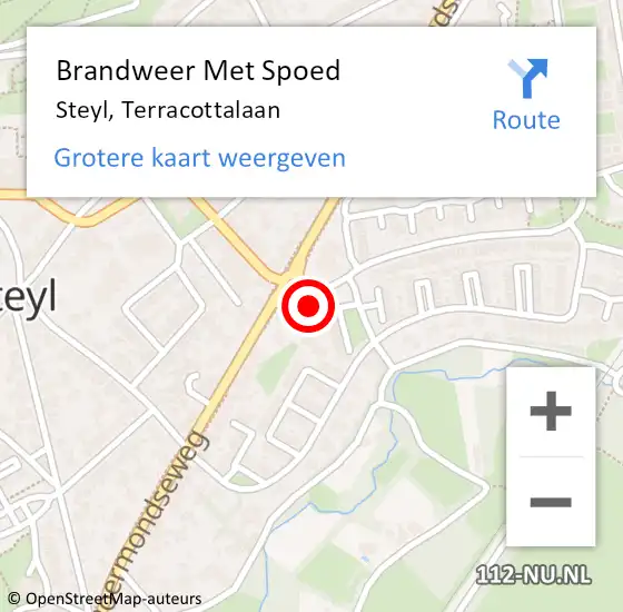 Locatie op kaart van de 112 melding: Brandweer Met Spoed Naar Steyl, Terracottalaan op 27 juni 2017 13:13