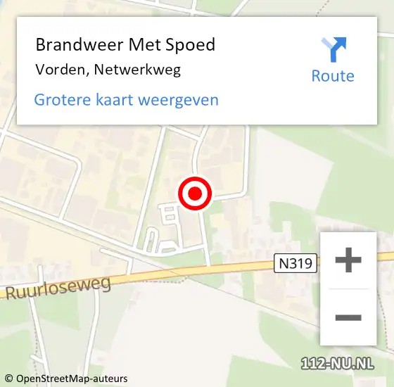 Locatie op kaart van de 112 melding: Brandweer Met Spoed Naar Vorden, Netwerkweg op 27 juni 2017 13:30