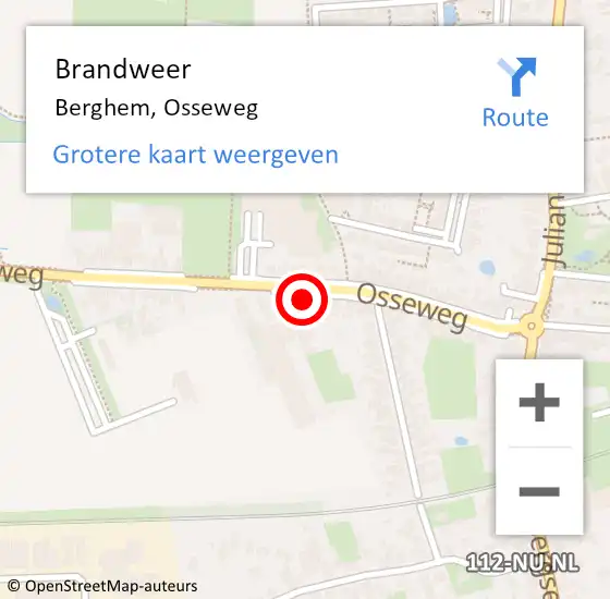 Locatie op kaart van de 112 melding: Brandweer Berghem, Osseweg op 27 juni 2017 13:49