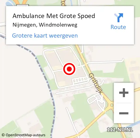 Locatie op kaart van de 112 melding: Ambulance Met Grote Spoed Naar Nijmegen, Windmolenweg op 27 juni 2017 14:36