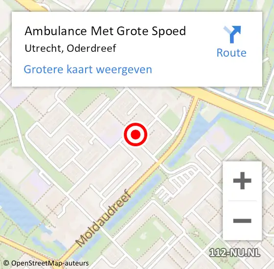 Locatie op kaart van de 112 melding: Ambulance Met Grote Spoed Naar Utrecht, Oderdreef op 27 juni 2017 14:38