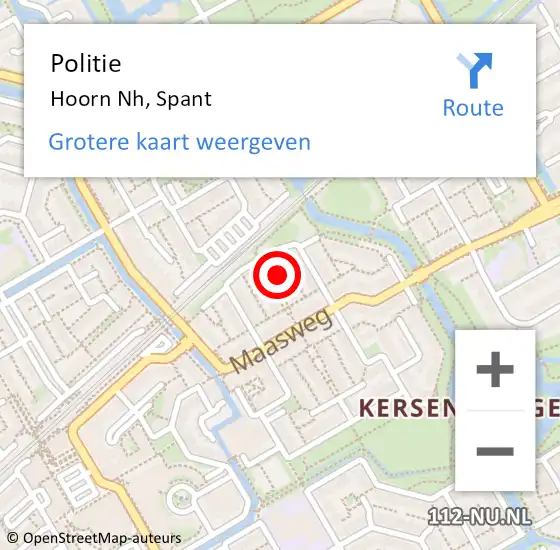 Locatie op kaart van de 112 melding: Politie Hoorn Nh, Spant op 27 juni 2017 15:10