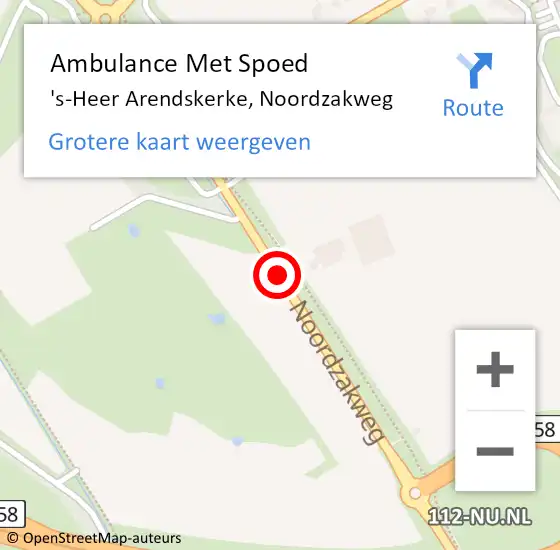 Locatie op kaart van de 112 melding: Ambulance Met Spoed Naar 's-Heer Arendskerke, Noordzakweg op 27 juni 2017 15:25