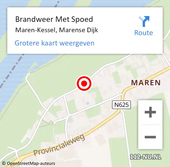 Locatie op kaart van de 112 melding: Brandweer Met Spoed Naar Maren-Kessel, Marense Dijk op 27 juni 2017 15:49