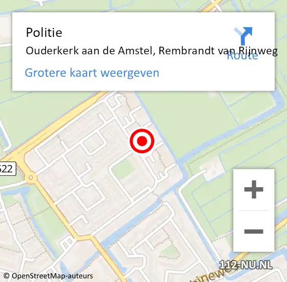 Locatie op kaart van de 112 melding: Politie Ouderkerk aan de Amstel, Rembrandt van Rijnweg op 27 juni 2017 17:26