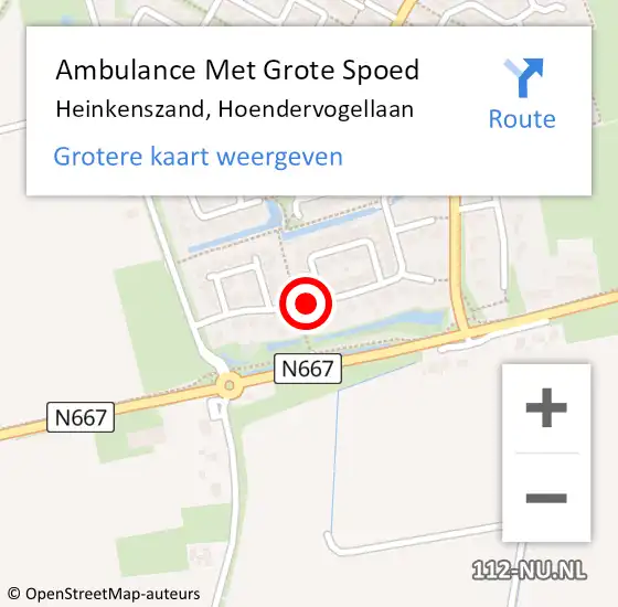 Locatie op kaart van de 112 melding: Ambulance Met Grote Spoed Naar Heinkenszand, Hoendervogellaan op 27 juni 2017 17:41