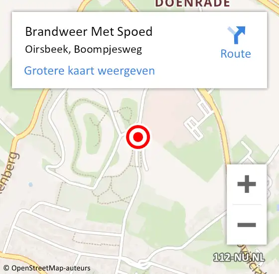 Locatie op kaart van de 112 melding: Brandweer Met Spoed Naar Oirsbeek, Boompjesweg op 27 juni 2017 17:50