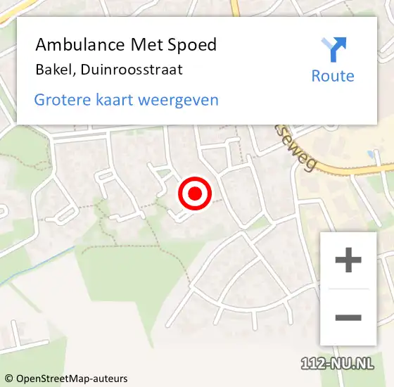 Locatie op kaart van de 112 melding: Ambulance Met Spoed Naar Bakel, Duinroosstraat op 27 juni 2017 18:12