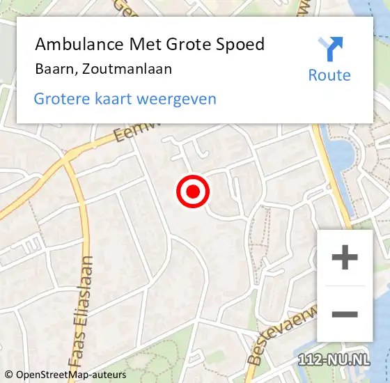 Locatie op kaart van de 112 melding: Ambulance Met Grote Spoed Naar Baarn, Zoutmanlaan op 27 juni 2017 18:44