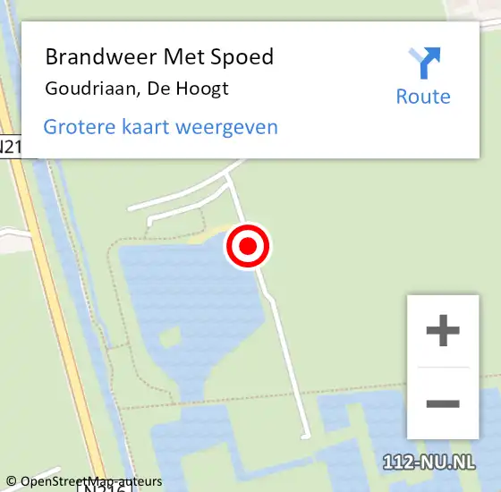 Locatie op kaart van de 112 melding: Brandweer Met Spoed Naar Goudriaan, De Hoogt op 27 juni 2017 20:02