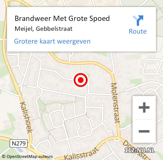 Locatie op kaart van de 112 melding: Brandweer Met Grote Spoed Naar Meijel, Gebbelstraat op 27 juni 2017 20:31