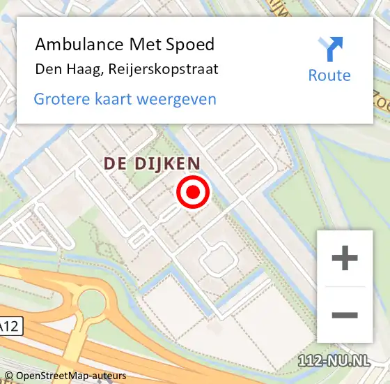 Locatie op kaart van de 112 melding: Ambulance Met Spoed Naar Den Haag, Reijerskopstraat op 27 juni 2017 20:46