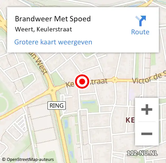 Locatie op kaart van de 112 melding: Brandweer Met Spoed Naar Weert, Keulerstraat op 27 juni 2017 21:20