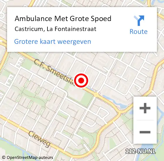 Locatie op kaart van de 112 melding: Ambulance Met Grote Spoed Naar Castricum, La Fontainestraat op 27 juni 2017 22:07