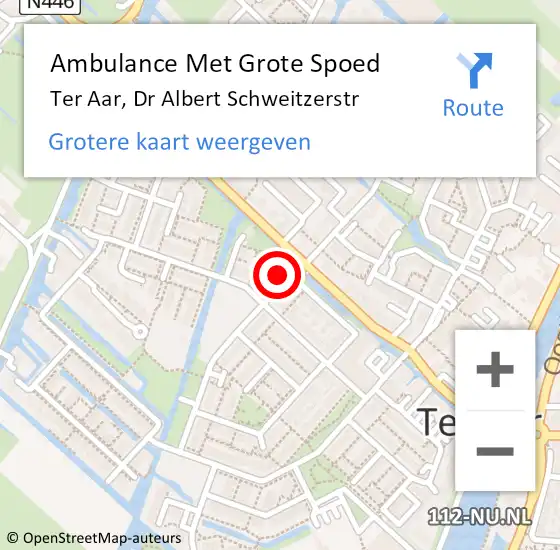 Locatie op kaart van de 112 melding: Ambulance Met Grote Spoed Naar Ter Aar, Dr Albert Schweitzerstr op 27 juni 2017 22:13