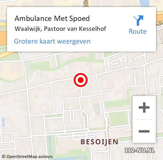 Locatie op kaart van de 112 melding: Ambulance Met Spoed Naar Waalwijk, Pastoor van Kesselhof op 27 juni 2017 22:44