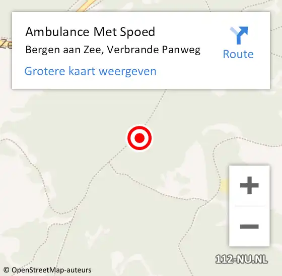 Locatie op kaart van de 112 melding: Ambulance Met Spoed Naar Bergen aan Zee, Verbrande Panweg op 27 juni 2017 22:46