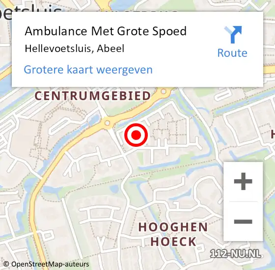 Locatie op kaart van de 112 melding: Ambulance Met Grote Spoed Naar Hellevoetsluis, Abeel op 27 juni 2017 22:50