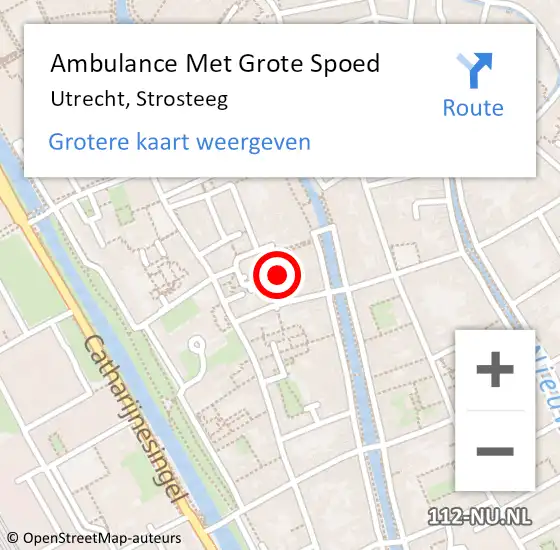 Locatie op kaart van de 112 melding: Ambulance Met Grote Spoed Naar Utrecht, Strosteeg op 28 juni 2017 01:22