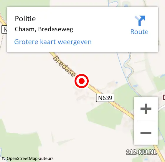 Locatie op kaart van de 112 melding: Politie Chaam, Bredaseweg op 28 juni 2017 05:33