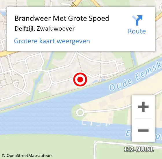 Locatie op kaart van de 112 melding: Brandweer Met Grote Spoed Naar Delfzijl, Zwaluwoever op 25 januari 2014 09:49